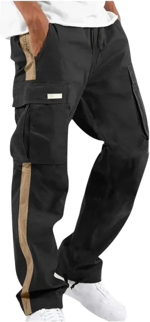 Mens Cargo Pants Baggy Black Cargo Pants Men Big and Tall Cargo Pants for Men Trendy Straight Leg Trouser Multiple Pockets