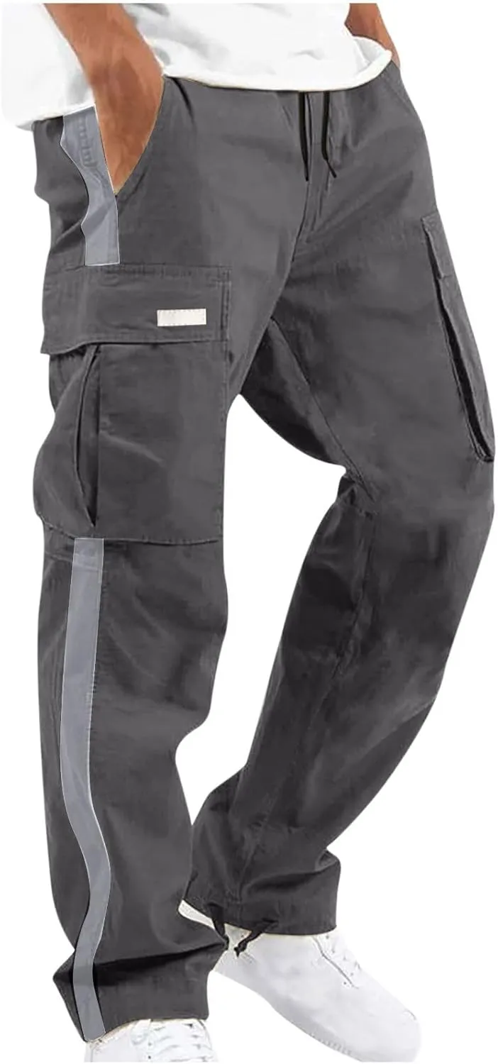 Mens Cargo Pants Baggy Black Cargo Pants Men Big and Tall Cargo Pants for Men Trendy Straight Leg Trouser Multiple Pockets