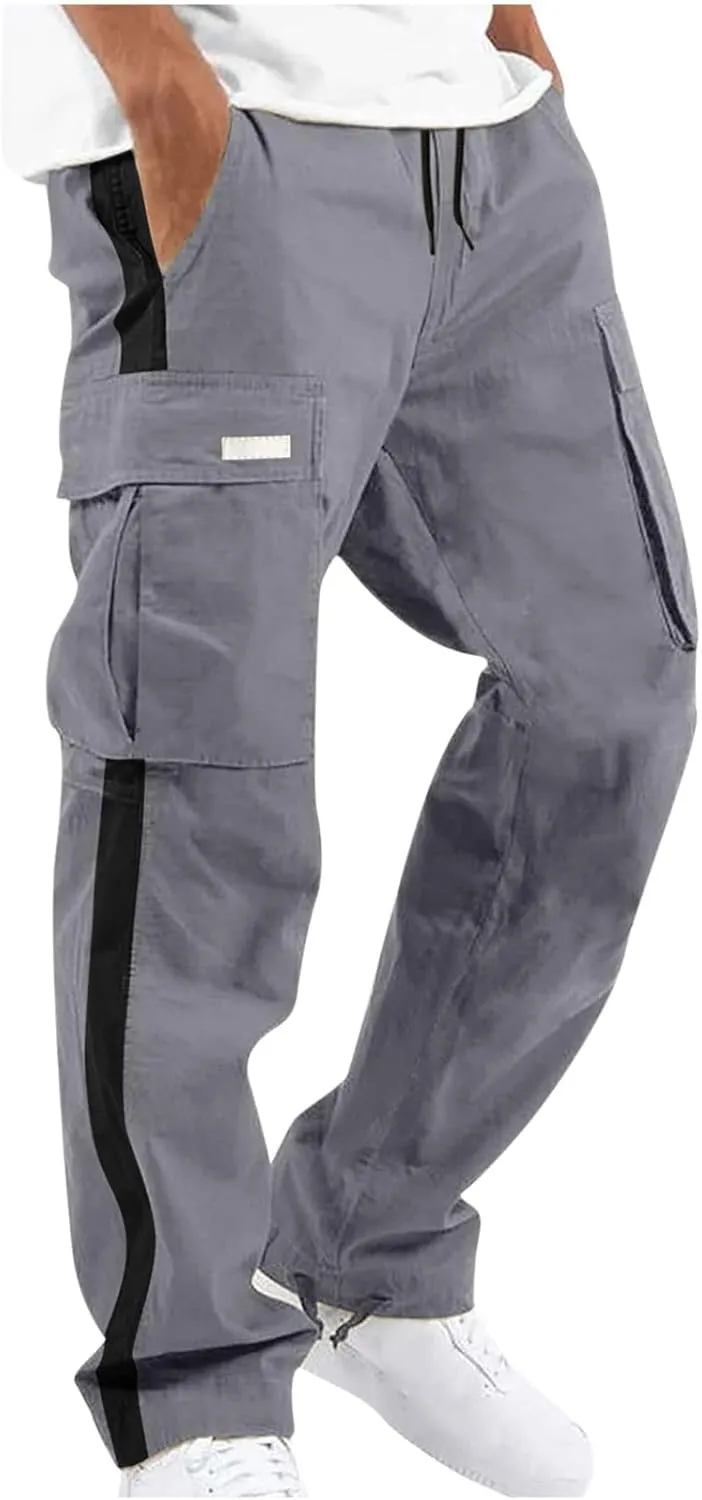 Mens Cargo Pants Baggy Black Cargo Pants Men Big and Tall Cargo Pants for Men Trendy Straight Leg Trouser Multiple Pockets