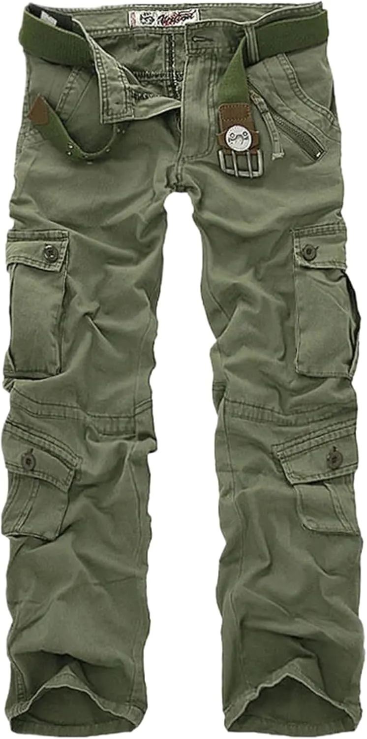 Men's Cargo Pants Casual Loose Multi Pocket Cotton Joggers Pants Long Trousers for Men