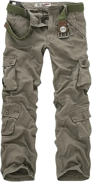 Men's Cargo Pants Casual Loose Multi Pocket Cotton Joggers Pants Long Trousers for Men