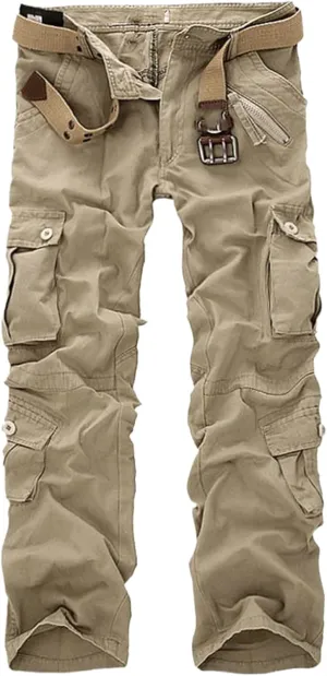 Men's Cargo Pants Casual Loose Multi Pocket Cotton Joggers Pants Long Trousers for Men