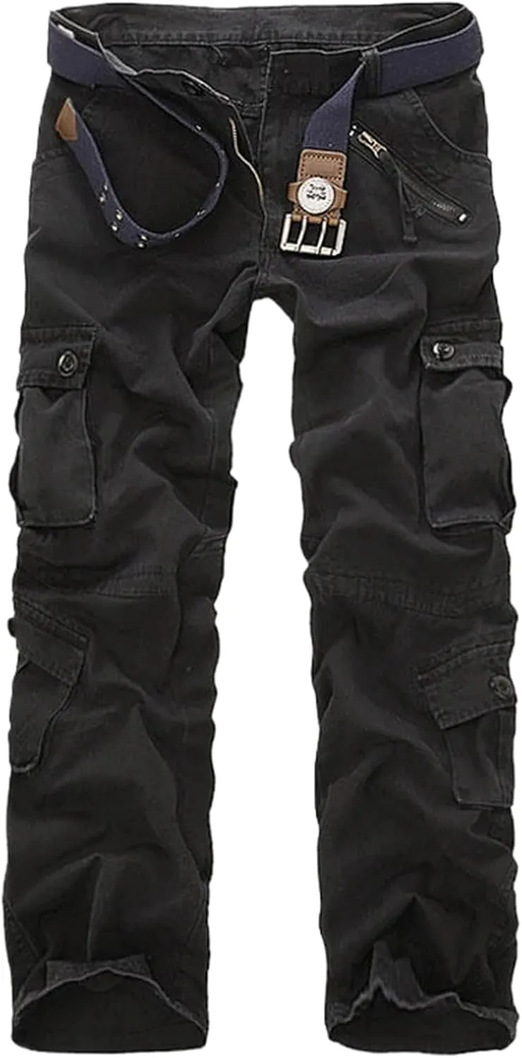 Men's Cargo Pants Casual Loose Multi Pocket Cotton Joggers Pants Long Trousers for Men