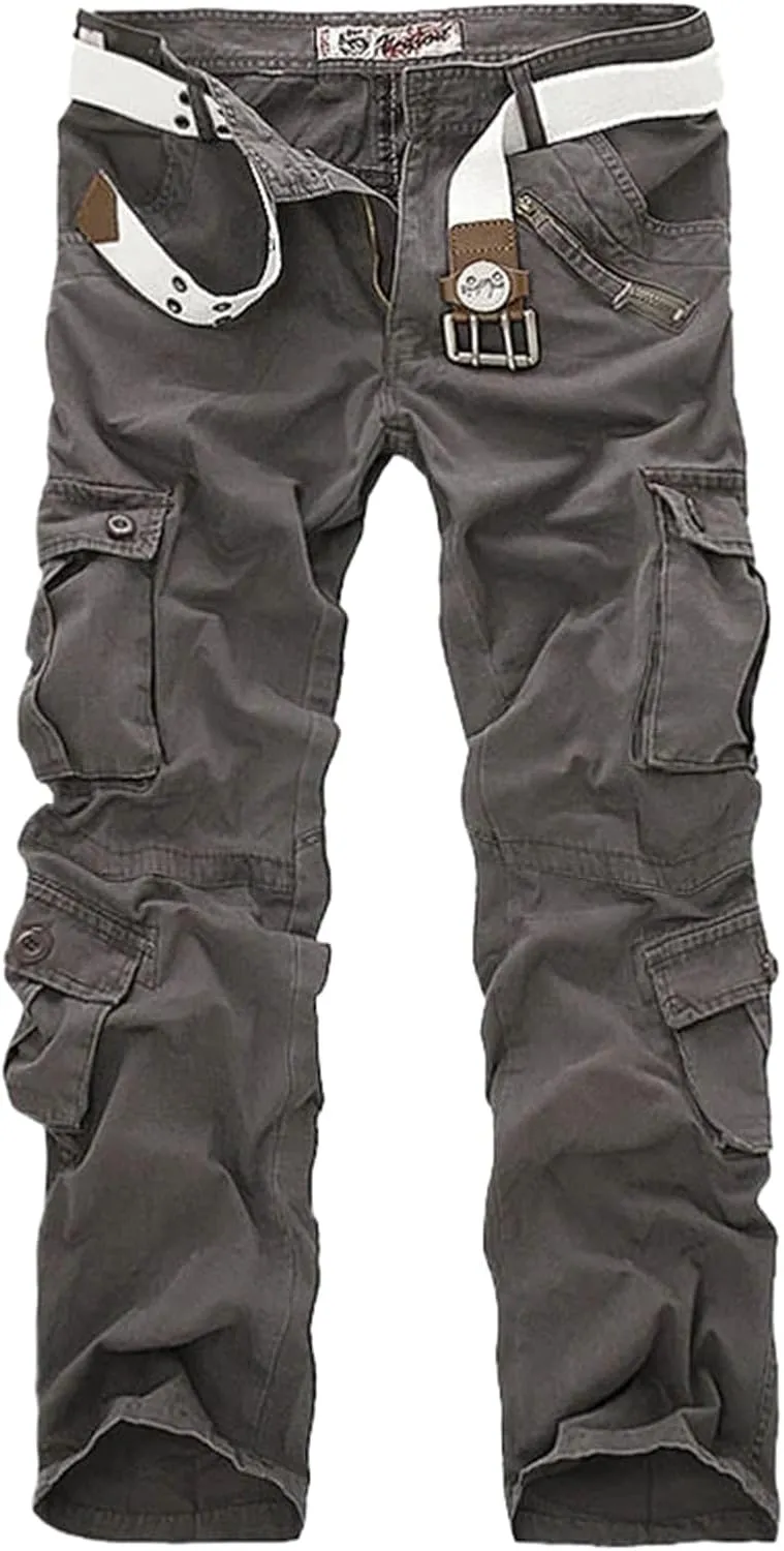 Men's Cargo Pants Casual Loose Multi Pocket Cotton Joggers Pants Long Trousers for Men