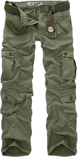 Men's Cargo Pants Casual Loose Multi Pocket Cotton Joggers Pants Long Trousers for Men