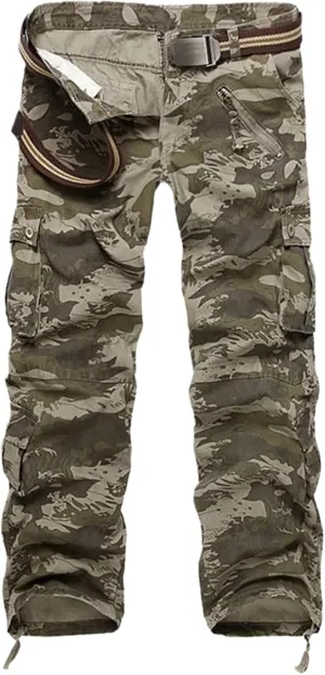 Men's Cargo Pants Casual Loose Multi Pocket Cotton Joggers Pants Long Trousers for Men
