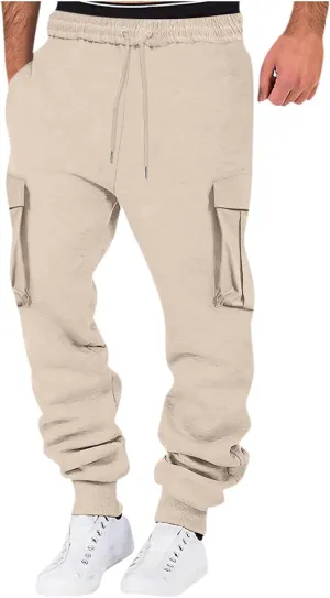 Mens Cargo Pants Relaxed Fit Pants Joggers Sweatpants Athletic Casual Workout Running Pants with Multi Pockets