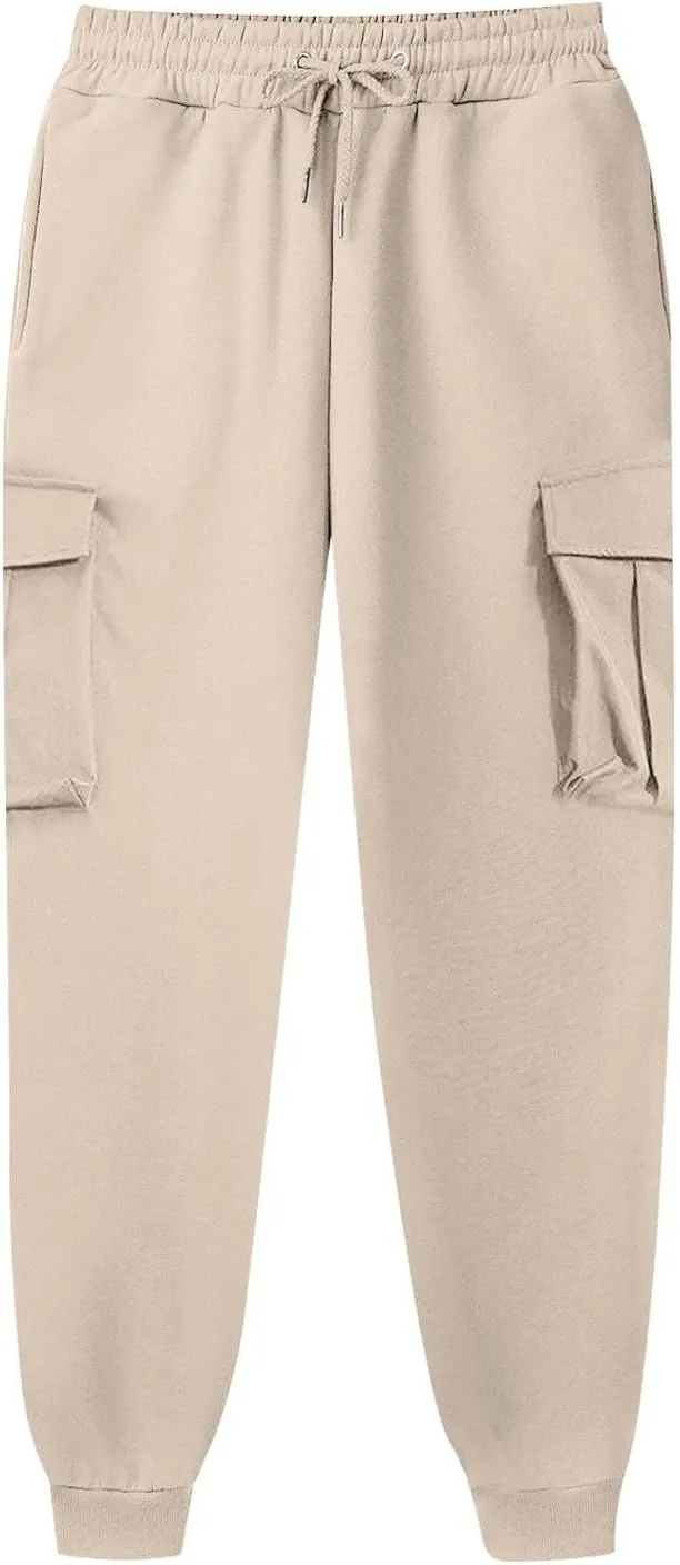 Mens Cargo Pants Relaxed Fit Pants Joggers Sweatpants Athletic Casual Workout Running Pants with Multi Pockets