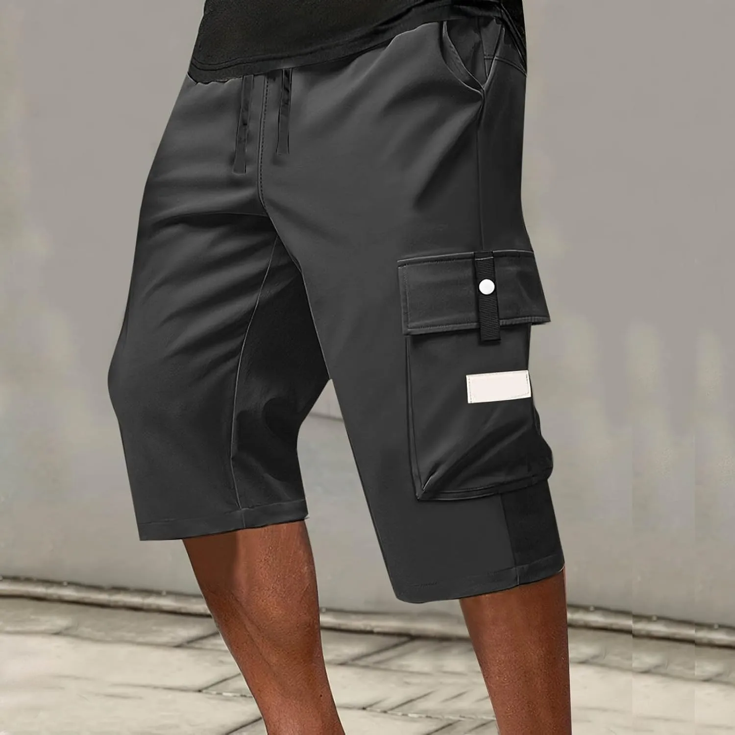 Men's Cargo Shorts Casual Outdoor Athletic Straight Leg Sweat Short Pants Relaxed Fit Below Knee Capri Cargo Pants