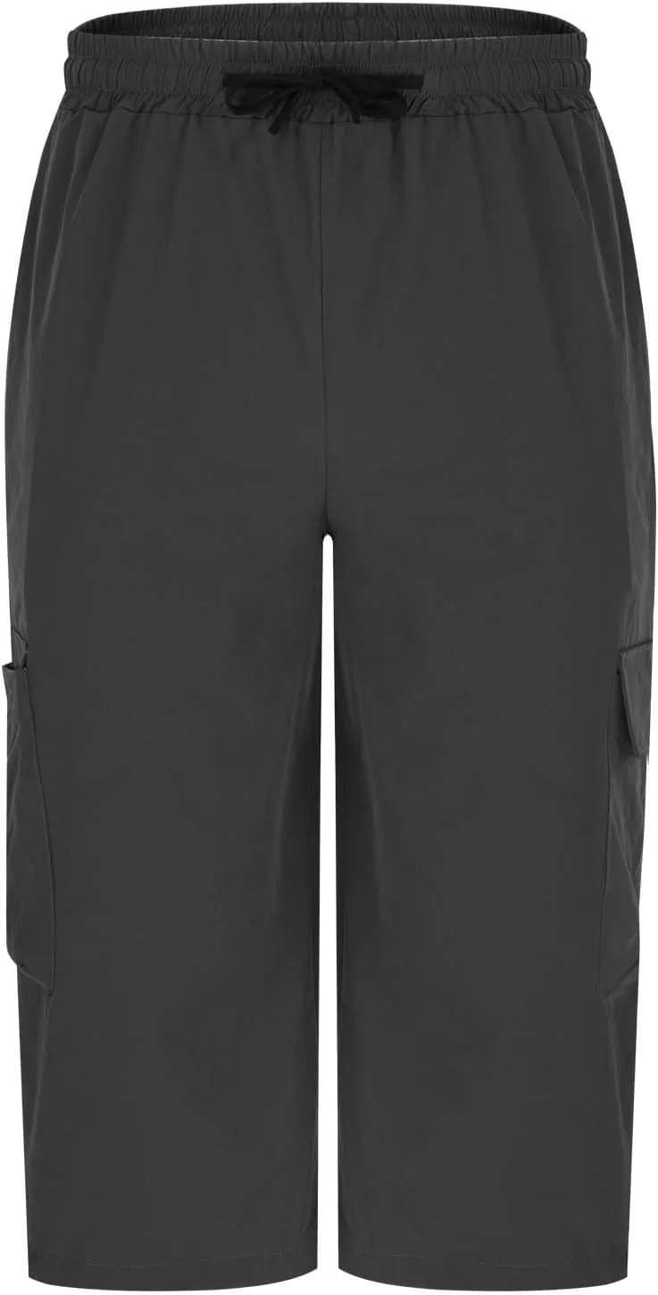 Men's Cargo Shorts Casual Outdoor Athletic Straight Leg Sweat Short Pants Relaxed Fit Below Knee Capri Cargo Pants
