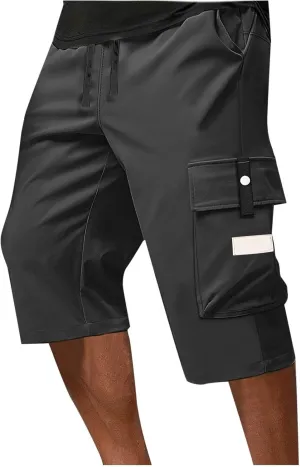Men's Cargo Shorts Casual Outdoor Athletic Straight Leg Sweat Short Pants Relaxed Fit Below Knee Capri Cargo Pants