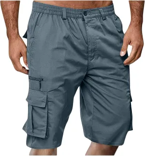 Mens Cargo Shorts Drawstring Elastic Waist Cargo Shorts Casual Loose Fit Lightweight Multi-Pockets Cargo Pants 2024