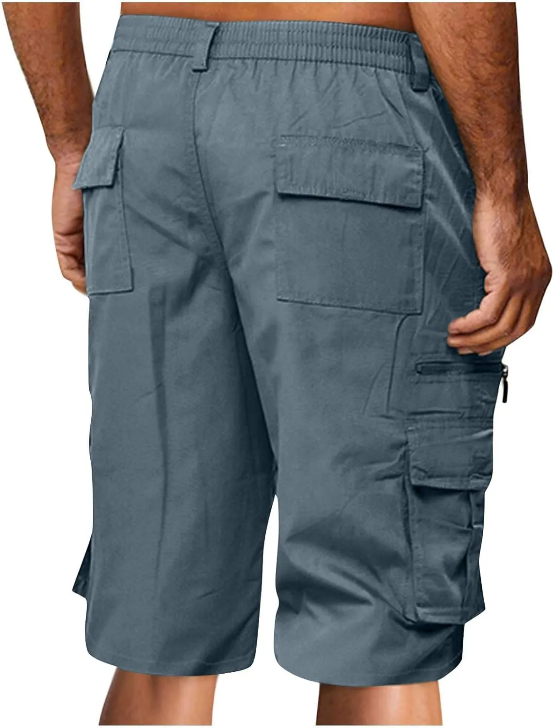 Mens Cargo Shorts Drawstring Elastic Waist Cargo Shorts Casual Loose Fit Lightweight Multi-Pockets Cargo Pants 2024