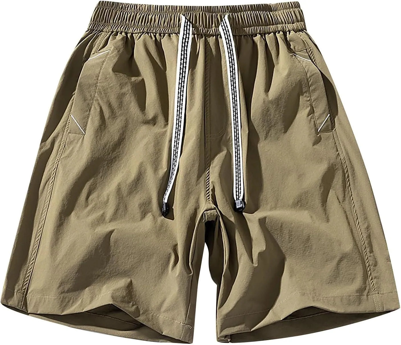 Men's Cargo Shorts Elastic Waist Drawstring Summer Casual Quick Dry Athletic Sport Jogging Shorts with 5 Pocket
