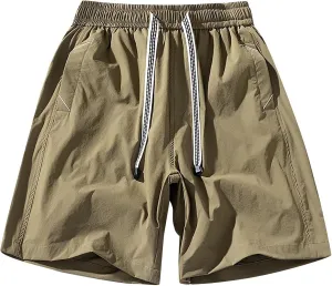 Men's Cargo Shorts Elastic Waist Drawstring Summer Casual Quick Dry Athletic Sport Jogging Shorts with 5 Pocket