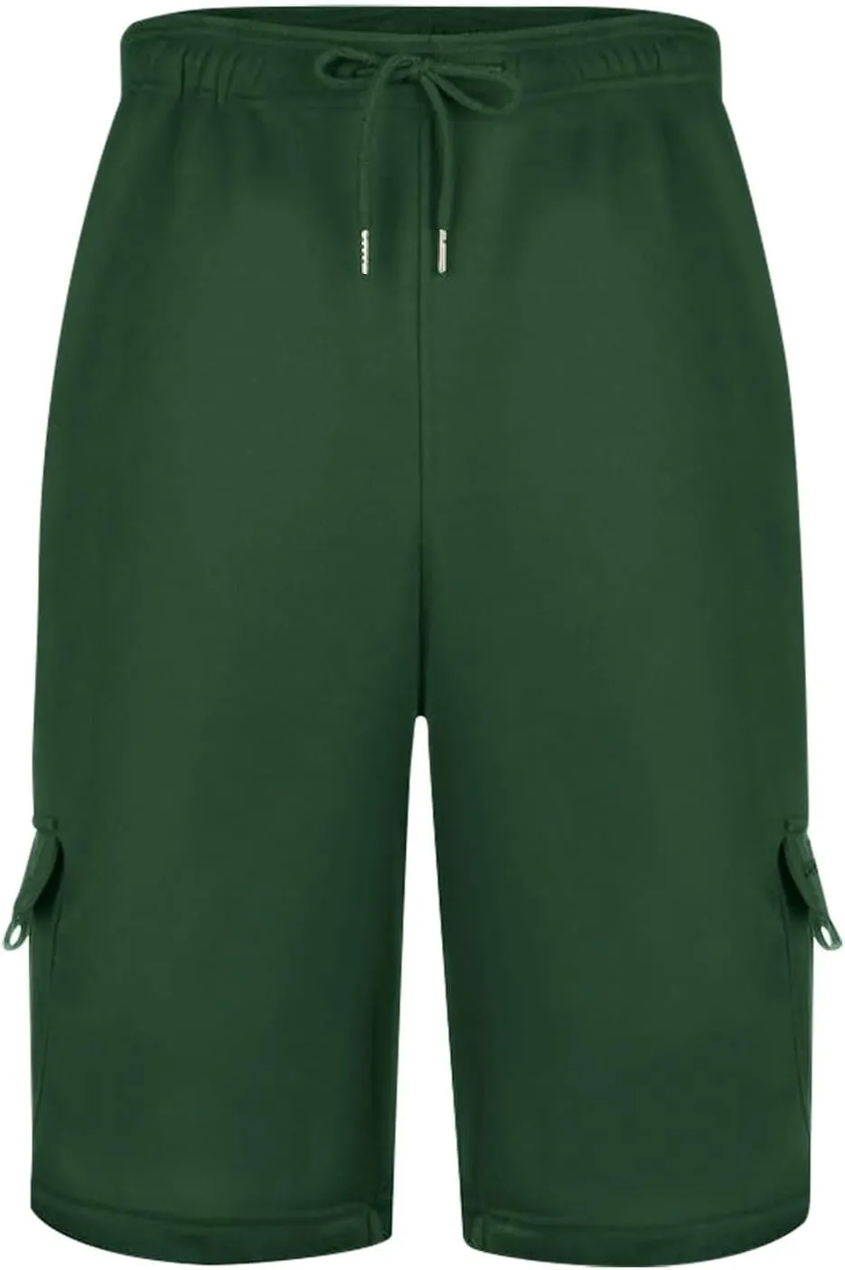 Mens Cargo Shorts Elastic Waist Knee Length Bermuda Sweat Shorts Lightweight Comfy Casual Summer Clothes with Pockets