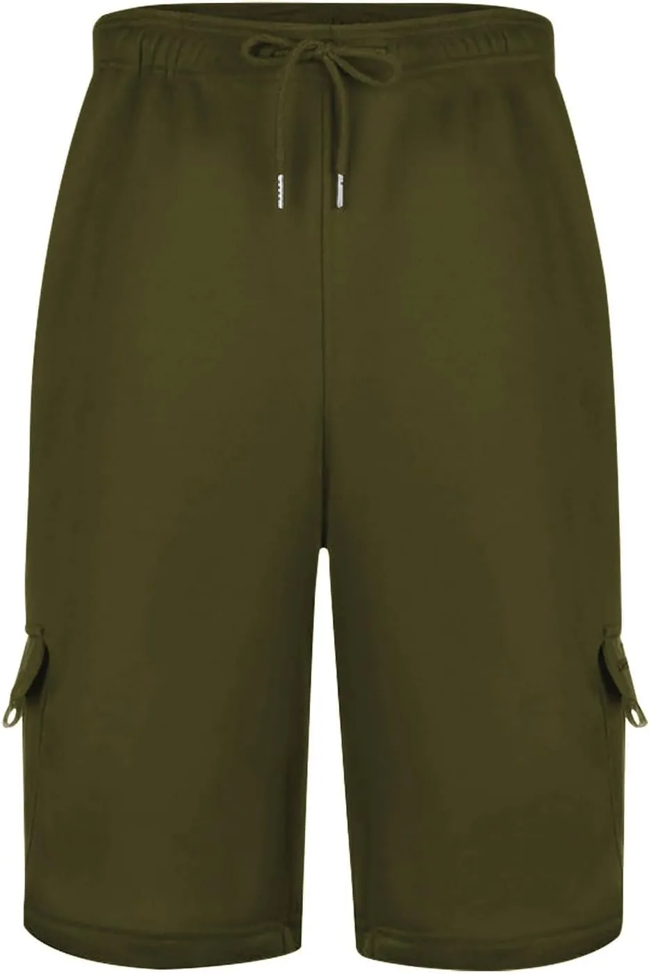 Mens Cargo Shorts Elastic Waist Knee Length Bermuda Sweat Shorts Lightweight Comfy Casual Summer Clothes with Pockets