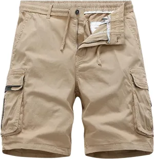 Mens Cargo Shorts Summer Beach Vacation Shorts Elastic Waist Outdoor Hiking Shorts Multi Pocket Cargo Pants