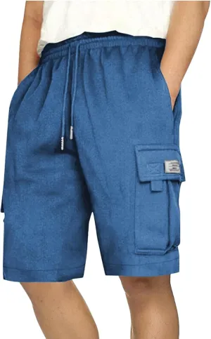 Mens Cargo Sweat Shorts Drawstring Elastic Waist Athletic Workout Gym Jogger Shorts Summer Fashion Sport Short
