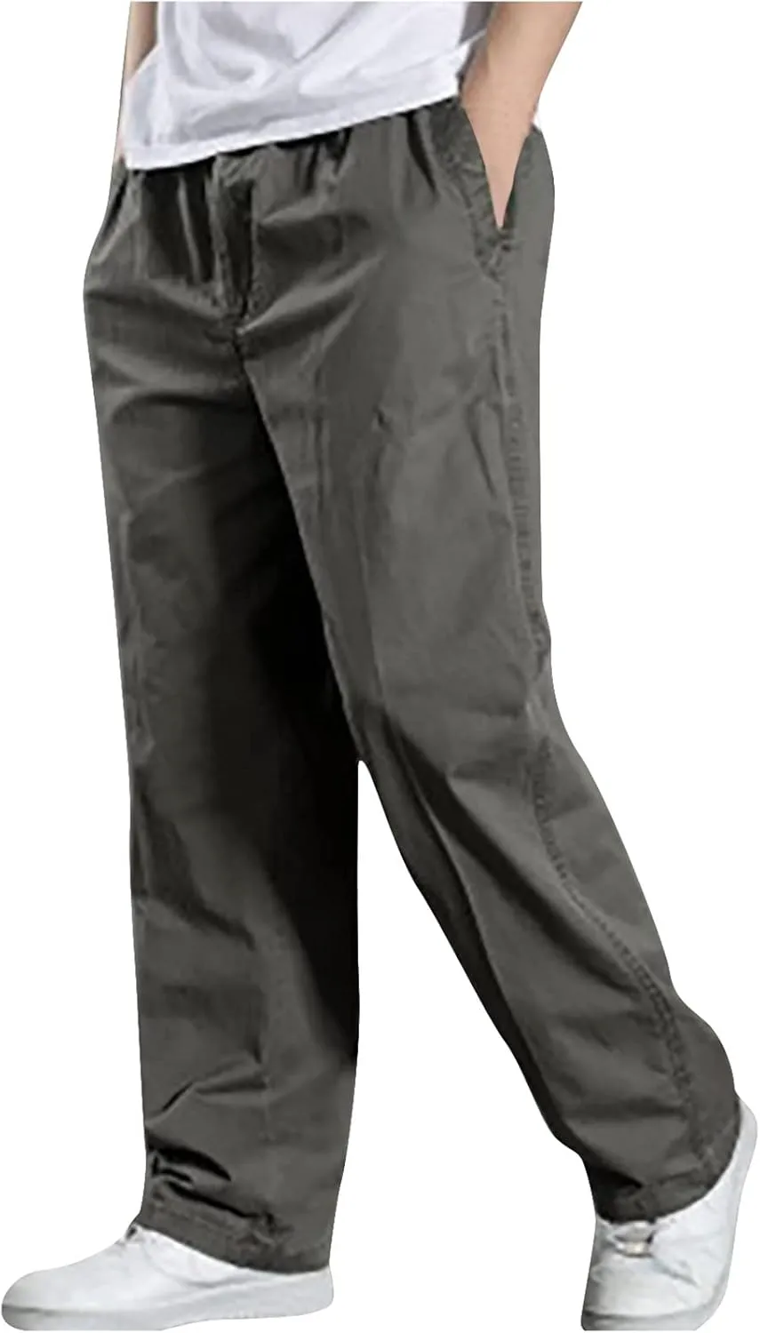 Men's Cargo Sweatpants Open Bottom Hiking Jogger Sweatpants Spring Summer Casual Workout Trousers with Pockets 2025
