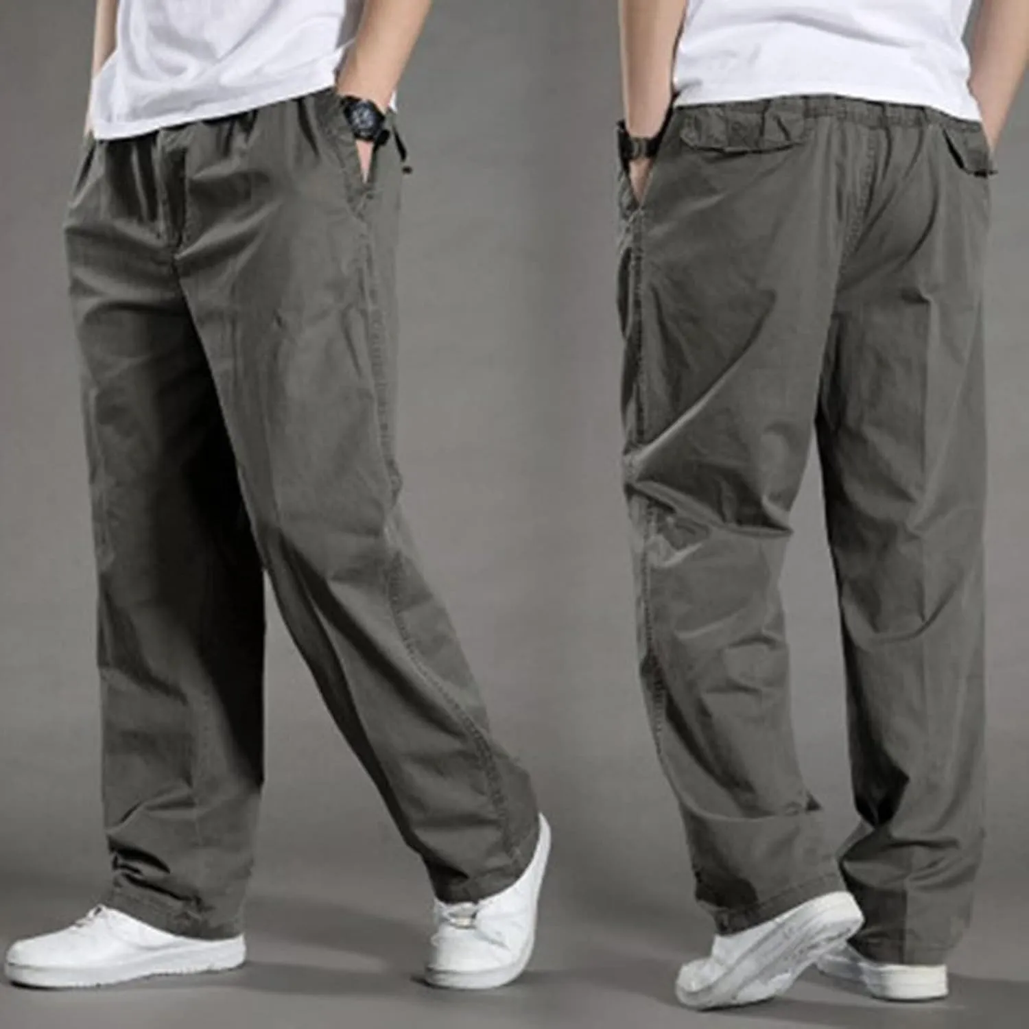Men's Cargo Sweatpants Open Bottom Hiking Jogger Sweatpants Spring Summer Casual Workout Trousers with Pockets 2025