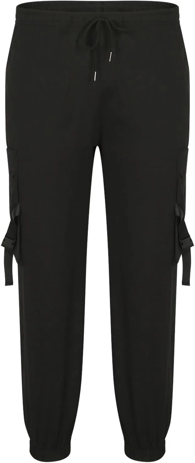 Men's Cargo Trousers Drawstring Elastic Waist Pants Lightweight Tapered Pant Casual Sweatpants Athletic Workout Bottoms