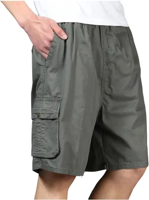 Men's Carpenter Denim Shorts Summer Classic Multiple Pocket Design Cargo Hiking Shorts with Durable Triple-Stitch Hem