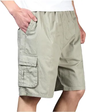 Men's Carpenter Denim Shorts Summer Classic Multiple Pocket Design Cargo Hiking Shorts with Durable Triple-Stitch Hem