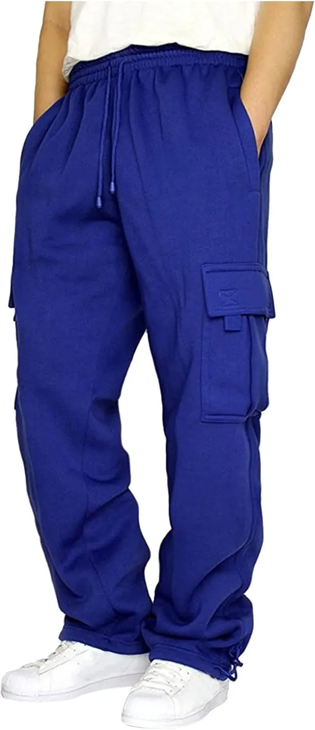 Men's Casual Cargo Pants Casual Outdoor Hiking Pants Workout Joggers Sweatpants Cotton Loose Straight Leg Trousers