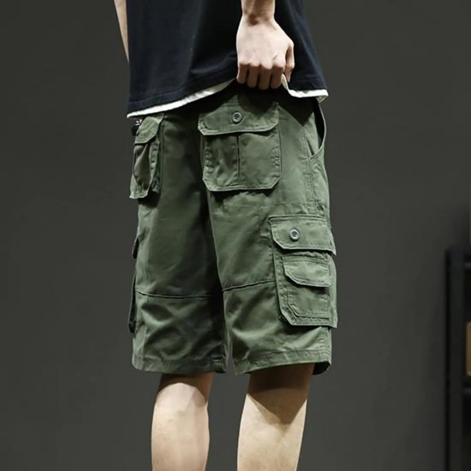 Men's Casual Cargo Shorts Summer Stylish Chino Cotton Shorts with Multiple Pockets Sports Twill Outdoor Short Pants