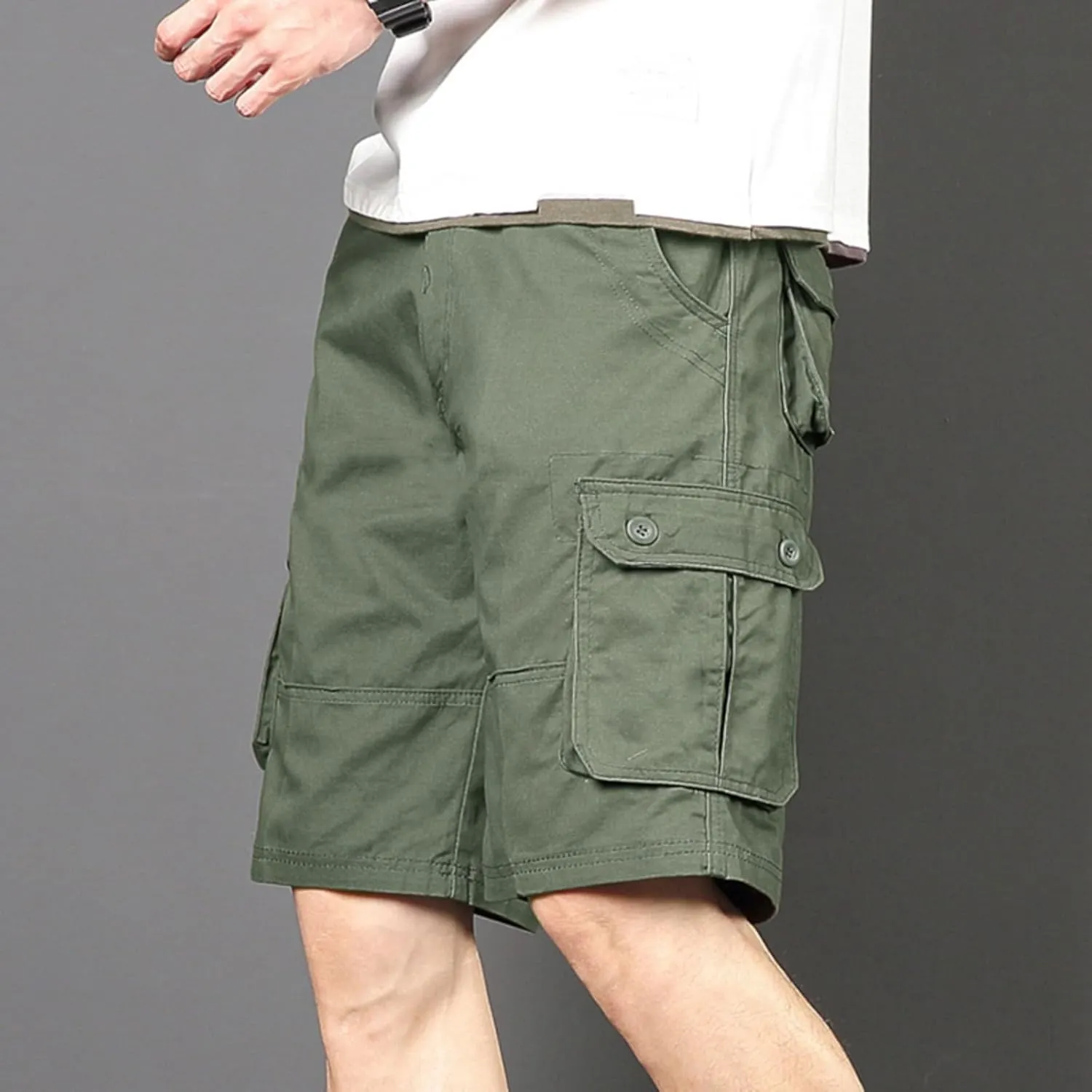 Men's Casual Cargo Shorts Summer Stylish Chino Cotton Shorts with Multiple Pockets Sports Twill Outdoor Short Pants