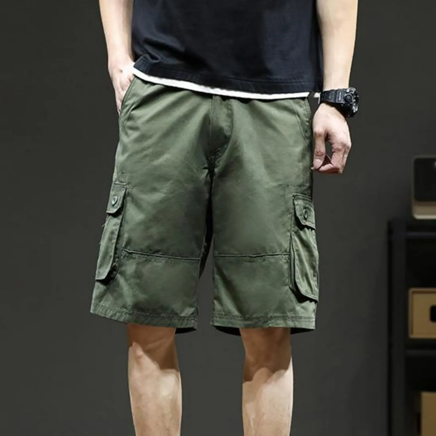 Men's Casual Cargo Shorts Summer Stylish Chino Cotton Shorts with Multiple Pockets Sports Twill Outdoor Short Pants