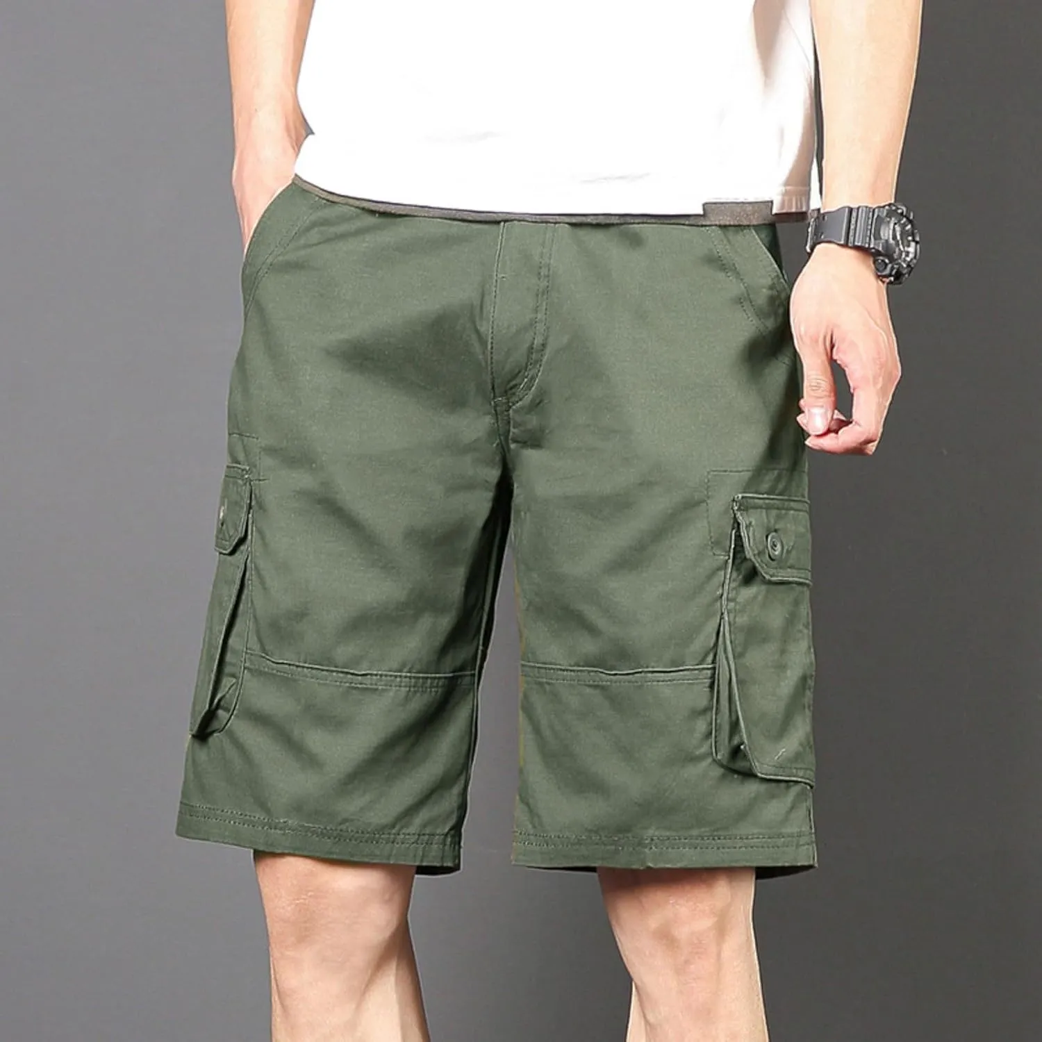 Men's Casual Cargo Shorts Summer Stylish Chino Cotton Shorts with Multiple Pockets Sports Twill Outdoor Short Pants