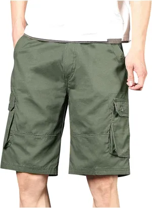 Men's Casual Cargo Shorts Summer Stylish Chino Cotton Shorts with Multiple Pockets Sports Twill Outdoor Short Pants