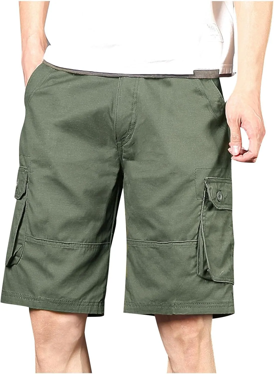 Men's Casual Cargo Shorts Summer Stylish Chino Cotton Shorts with Multiple Pockets Sports Twill Outdoor Short Pants