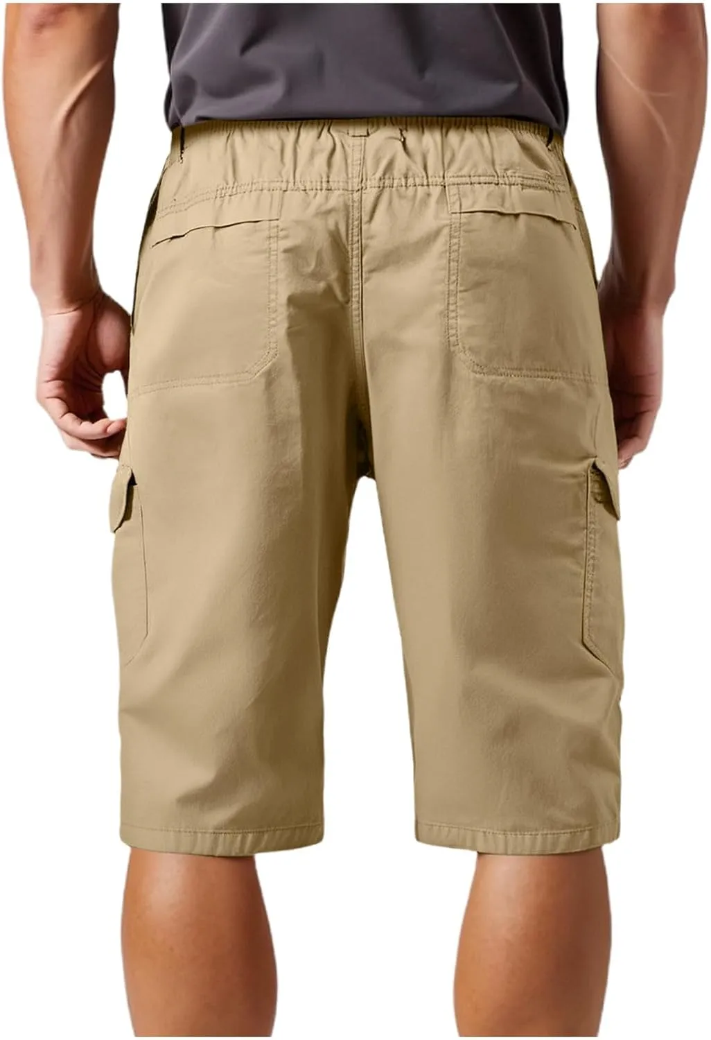 Mens Chino Shorts Casual Drawstring Elastic Waist Plus Size Loose Short Pants with Multiple Pockets Flowy Shorts