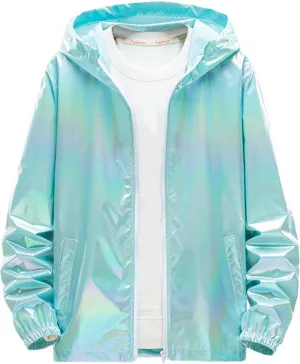 Men's Colorful Reflective Coat High Visibility Holographic Hoodie Jacket