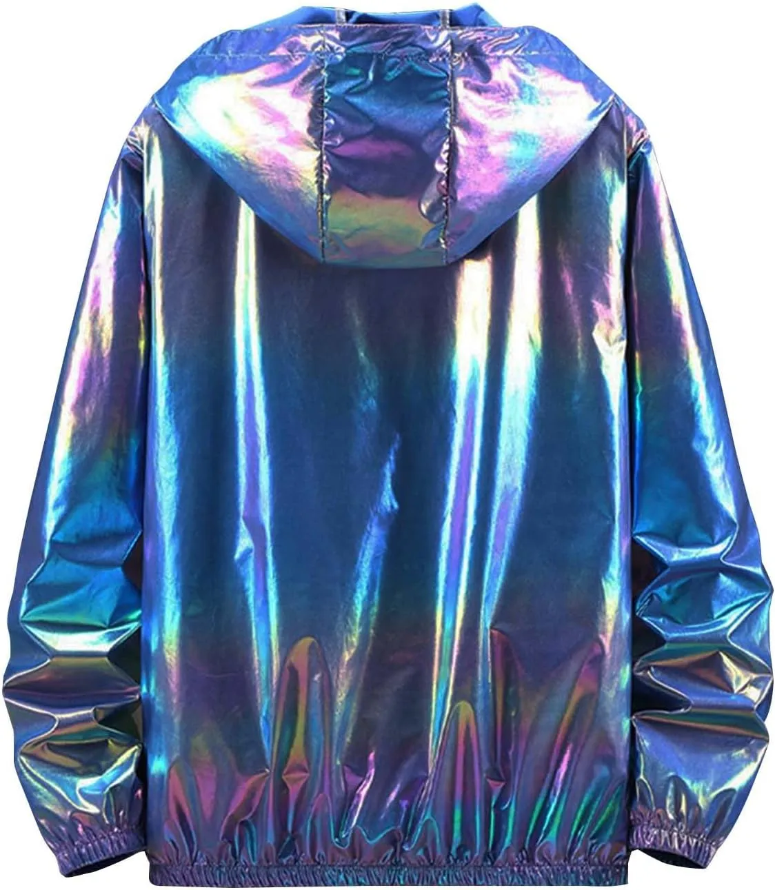Men's Colorful Reflective Coat High Visibility Holographic Hoodie Jacket