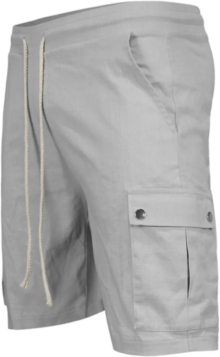 Mens Cotton Cargo Hiking Shorts Lightweight Ripstop Work Utility Shorts Stretch Drawstring Sport Casual Jogger Sweat Shorts