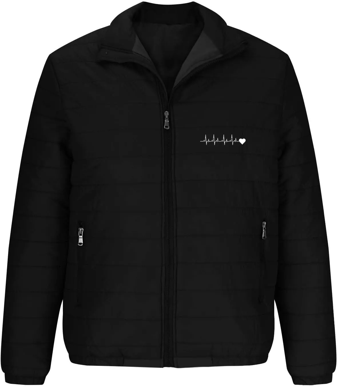 Men's Down Puffer Jacket ECG Love Printed Winter Warm Coats Packable Waterproof Outerwear