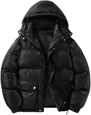 Mens Down Puffer Jacket Winter Warm Hooded Bubble Coats