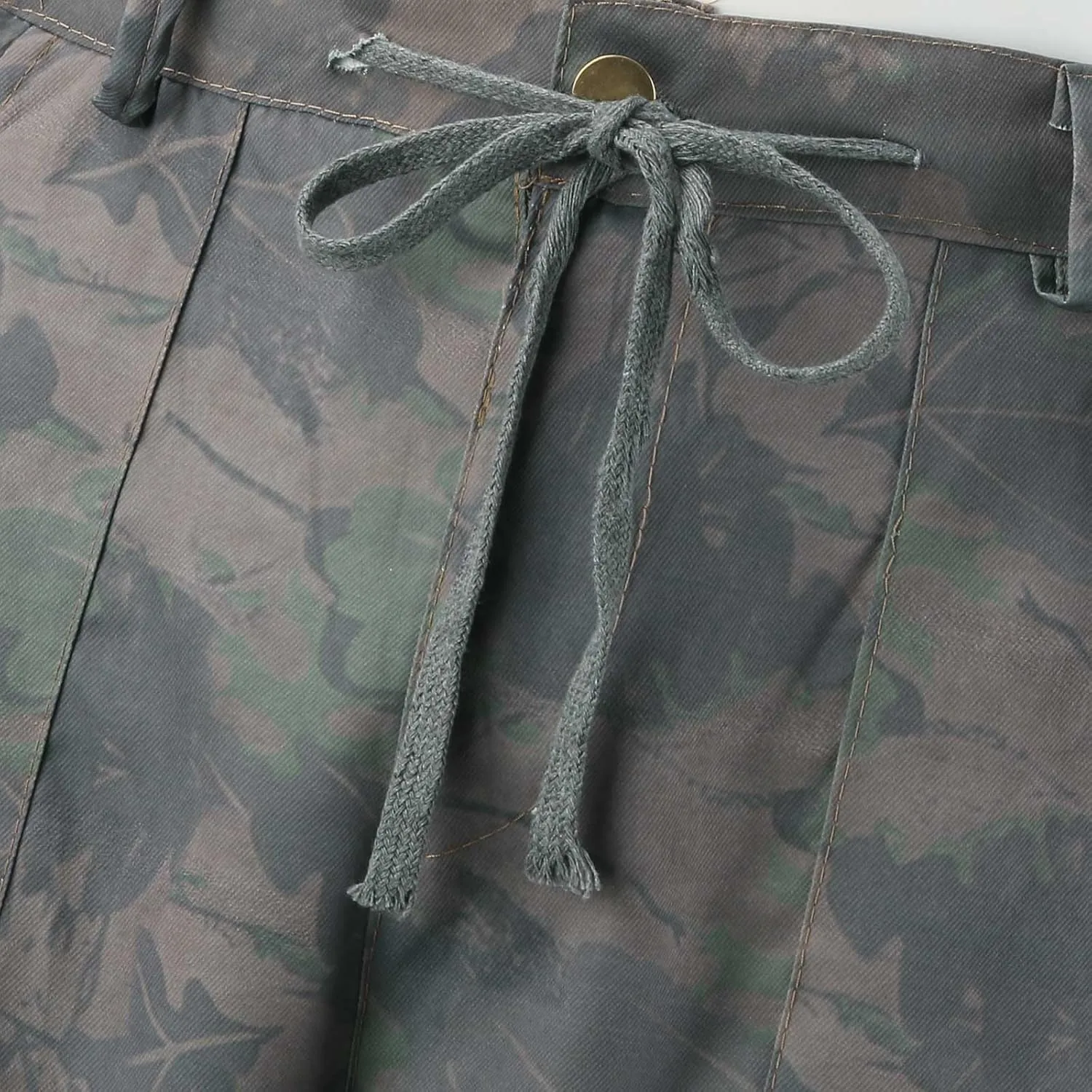 Mens Elastic Waist Camo Cargo Pants Multi Pocket Cargo Outdoor Hiking Jogger Work Pants for Men