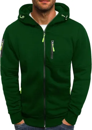 Men's Full Zip Hooded Jacket Long Sleeve Sports Fitness Running Sweatshirt Plus Size Casual Cardigan Hoodies