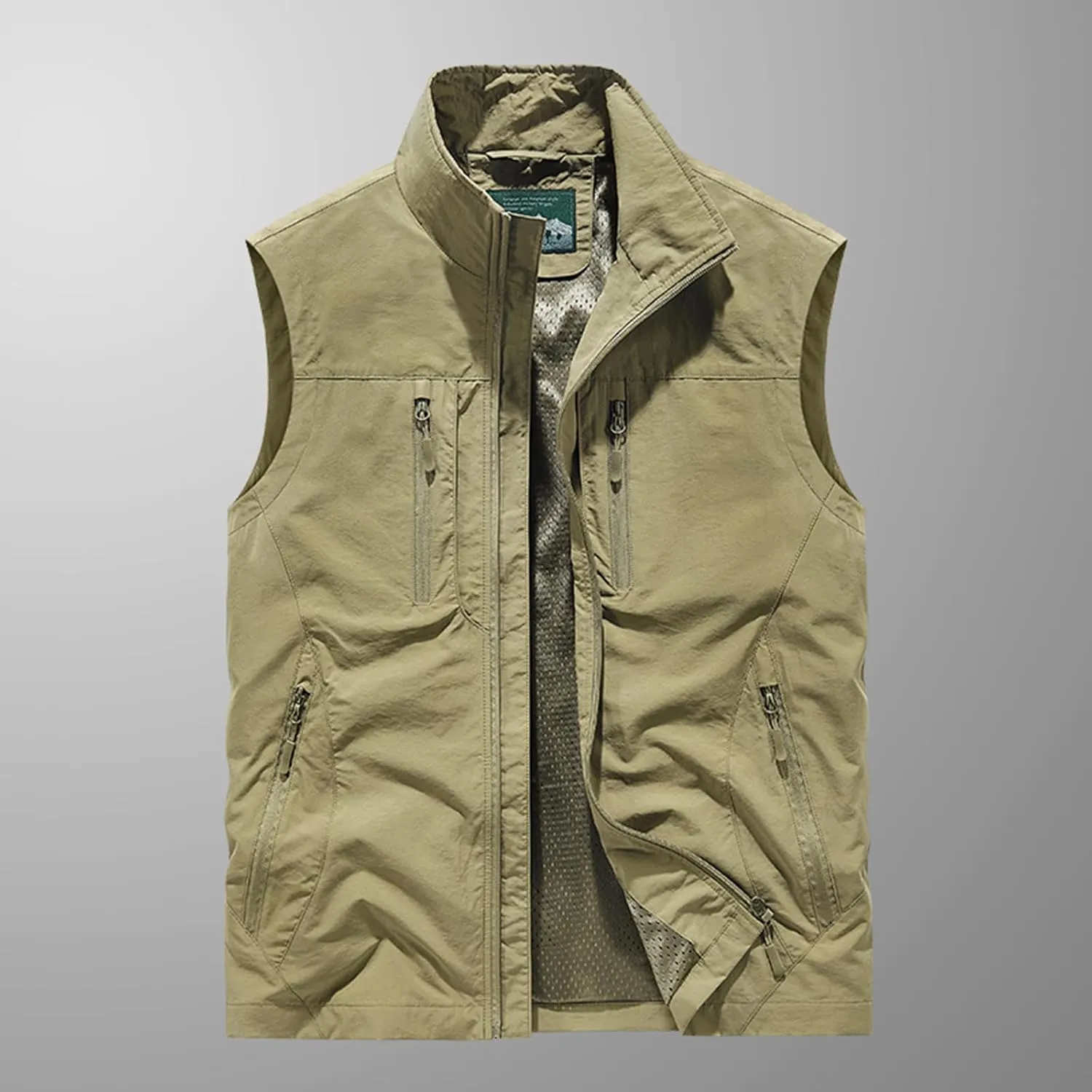Men's Full Zip Sleeveless Quick Dry Jacket Casual Outdoor Vest Outerwear Multi Pockets Fishing Vests for Sport Golf