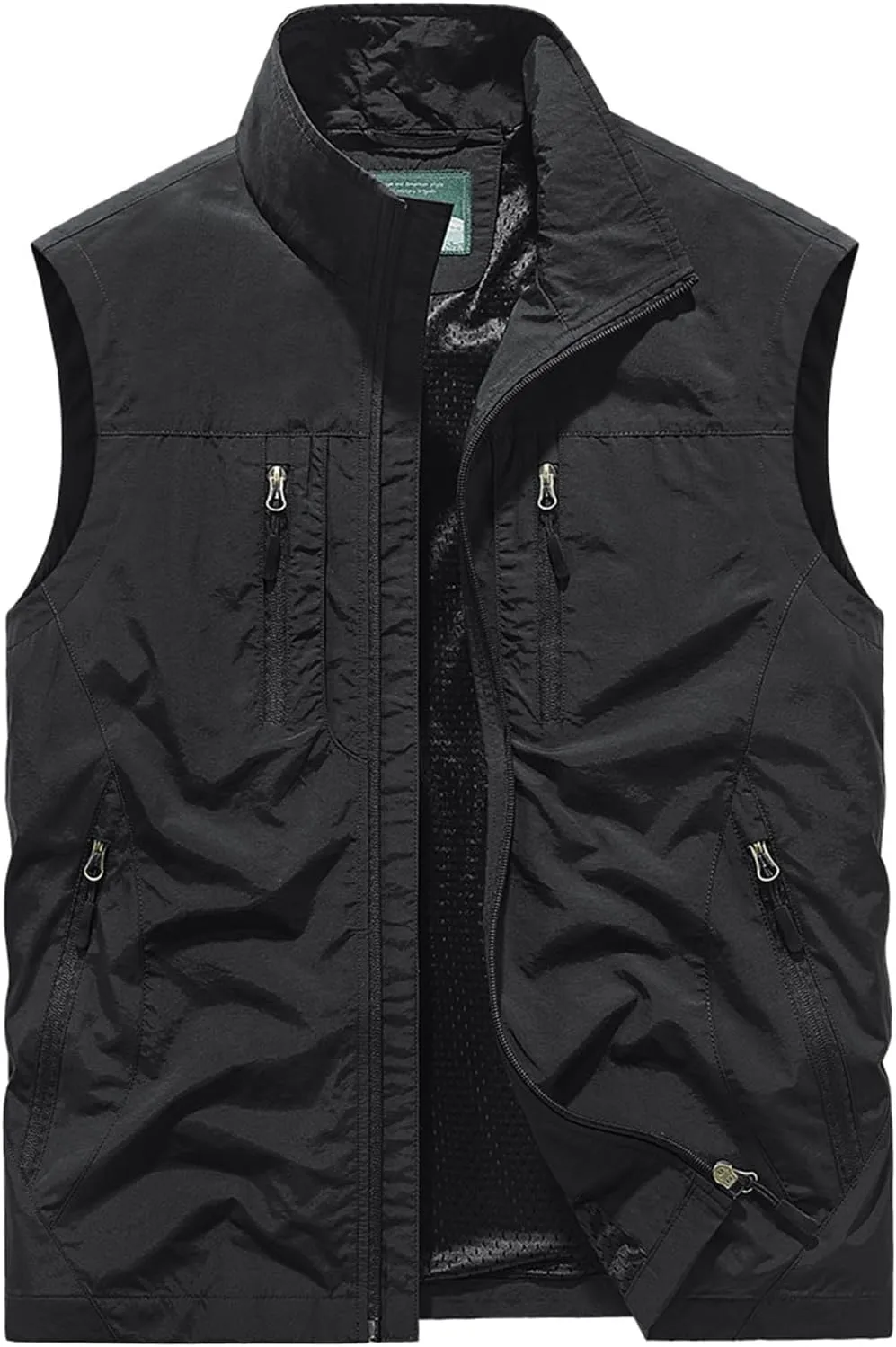Men's Full Zip Sleeveless Quick Dry Jacket Casual Outdoor Vest Outerwear Multi Pockets Fishing Vests for Sport Golf