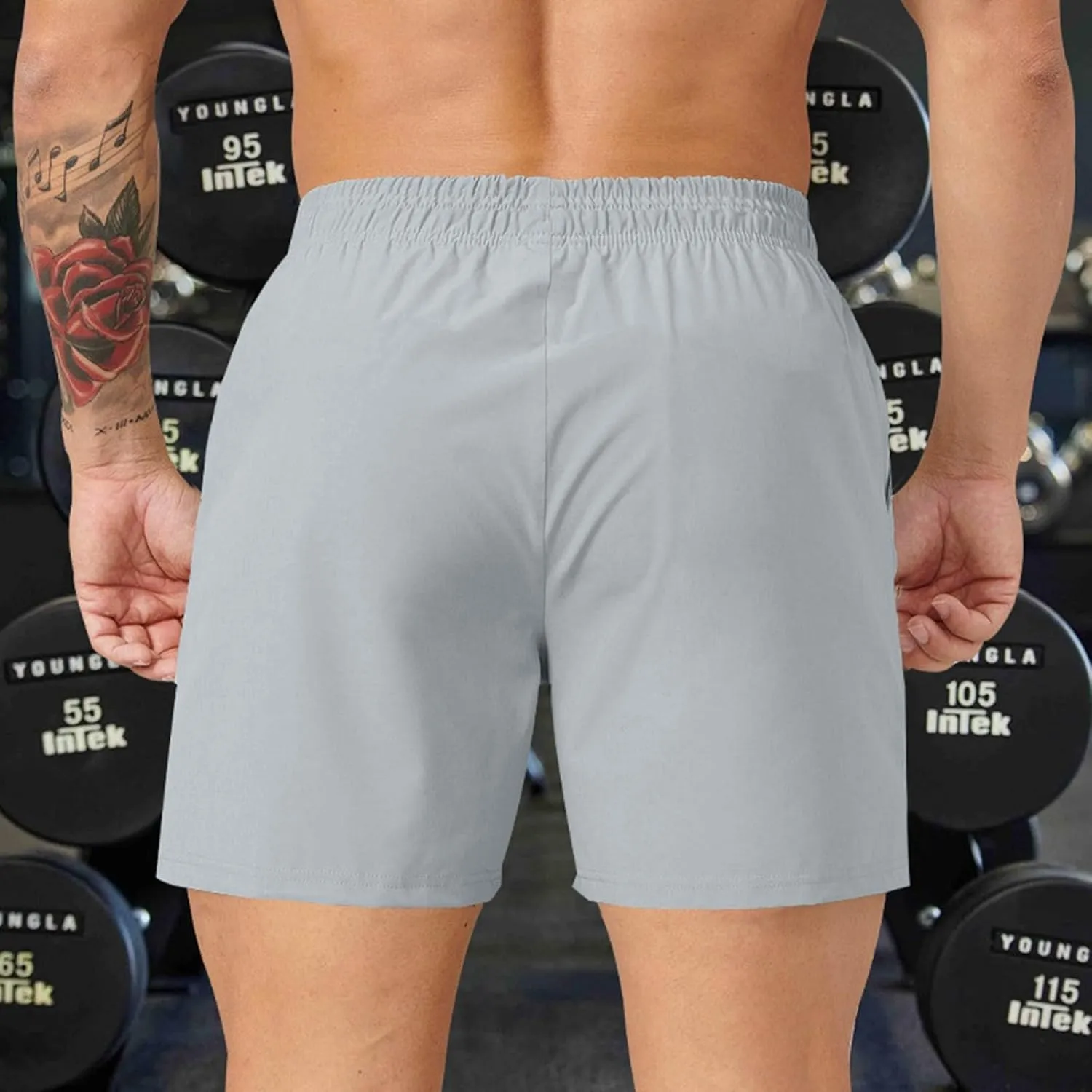 Mens Gym Workout Shorts Lightweight Bodybuilding Athletic Quick Dry Shorts Running Training with Zip Pockets