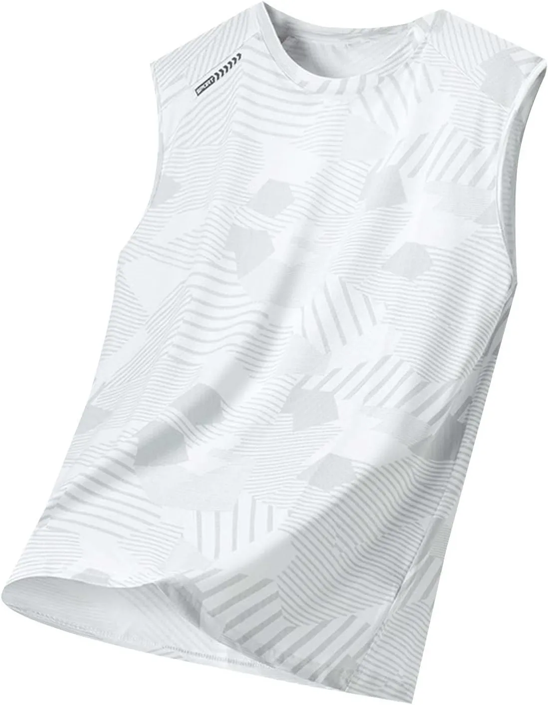 Men's Ice Silk Tank Tops Summer Crew Neck Sleeveless Workout Vest Shirt Quick Dry Bodybuilding Gym Muscle Cut Shirts