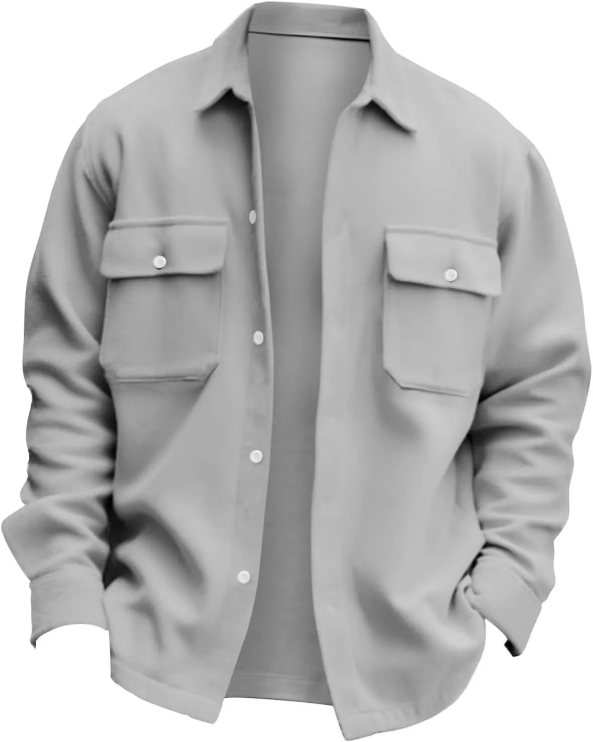 Men's Jackets Casual Button Up Corduroy Jackets Long Sleeve Fashion Stylish Lightweight Shirt Jacket, M-6XL
