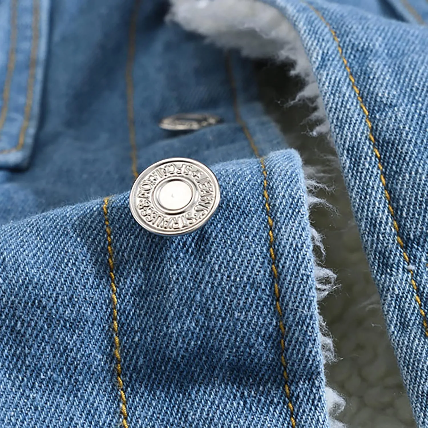 Men's Lapel Sherpa Fleece Lined Thicken Denim Jacket Casual Stylish Warm Button Up Trucker Jean Jackets Coats, L-6XL