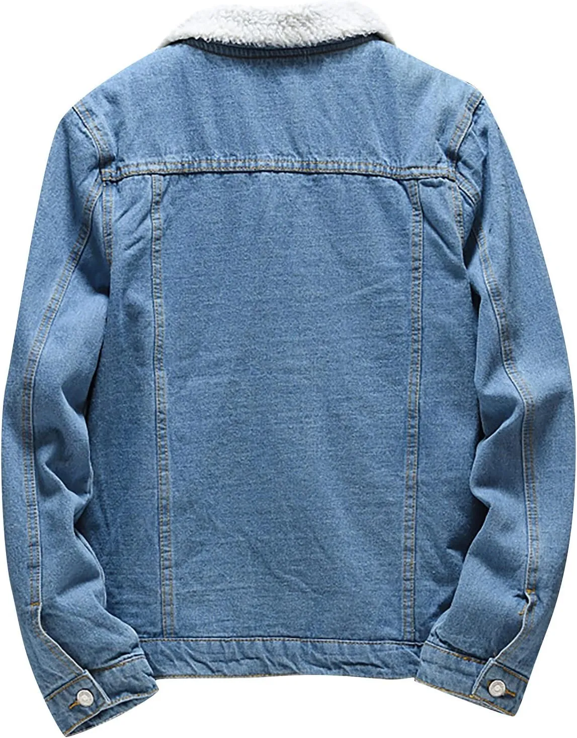 Men's Lapel Sherpa Fleece Lined Thicken Denim Jacket Casual Stylish Warm Button Up Trucker Jean Jackets Coats, L-6XL